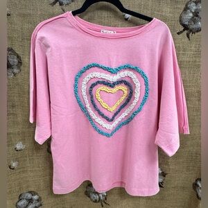 Easel Pink Short Sleeve Heart Shirt - NWT